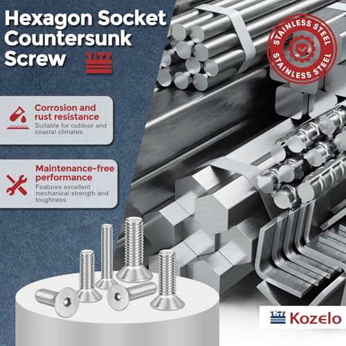 12Pcs[M5-0.8x70] Flat Head Socket Cap Screw Countersunk Bolt - color: Silver, size: M5-0.8 x 70mm