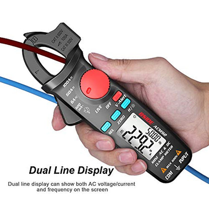 BSIDE DC Current Clamp Meter 6000 Counts Digital Multimeter Amp Continuity Ohm Hz Live Check V-Alert Voltage Tester with Back Clip