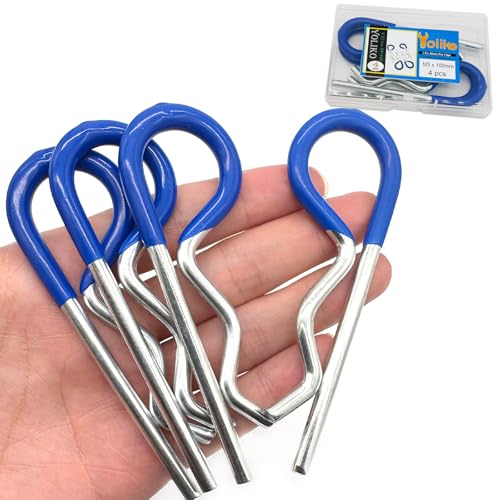4 Pcs Heavy Duty Hitch Pins Clip R Clips Spring Retaining Wire Hair Pins Cotter Pin Strong Spring Rubber-Coated Grip R Clip for Trailer Tractors Mower Carts Truck Pin Clip M5x100mm - size: Rubber-Coated M5X100mm-4P
