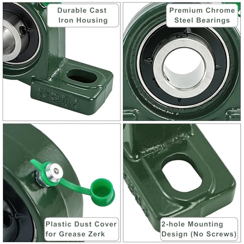 Hacaroa 8 Pack UCP204-12 Pillow Block Bearing, 3/4" Bore Pillow Block Mounted Ball Bearing, Chrome Steel Bearings, Soild Cast Iron Housing, Self Aligning