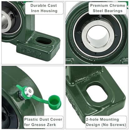 Hacaroa 8 Pack UCP204-12 Pillow Block Bearing, 3/4" Bore Pillow Block Mounted Ball Bearing, Chrome Steel Bearings, Soild Cast Iron Housing, Self Aligning