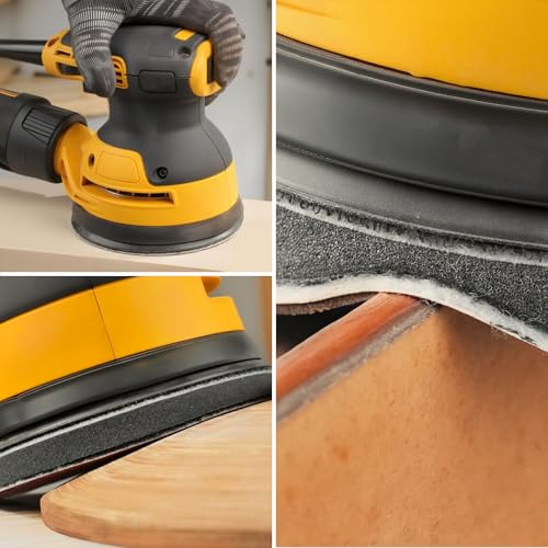 5 Inch 8 Holes Hook Loop Orbital Sander Metal Pad Replacement for DeWalt DW420 DW421 DW422 DW423 DW426 D26451 D26453 with 4 PCS Foam & 36 PCS Sanding Discs 100 150 180 240 320 400 Grits - size: FIT DW4388 & 151281-08