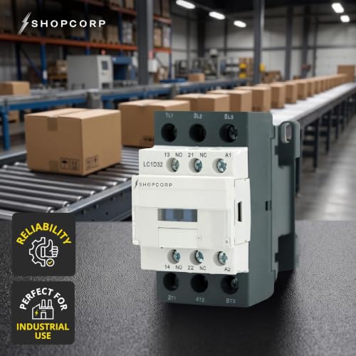 3 Pole AC Contactor 220/240VAC Coil 32 Amp Normally Open, DIN Rail - style: 30A 220V - 1 Pack