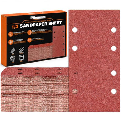 70 PCS 1/3 Sandpaper Sheets 60 Grit 8 Hole - color: GRIT 60