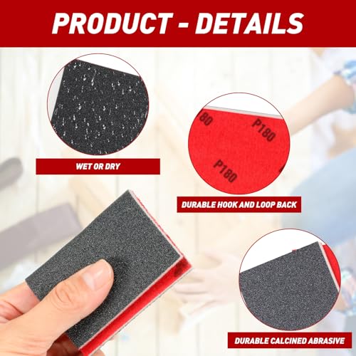 24 PCS Sanding Sponge Block 500-600 Grit Wet Dry Sandpaper for Wood Metal - color: 500-600g, size: 24 Pcs