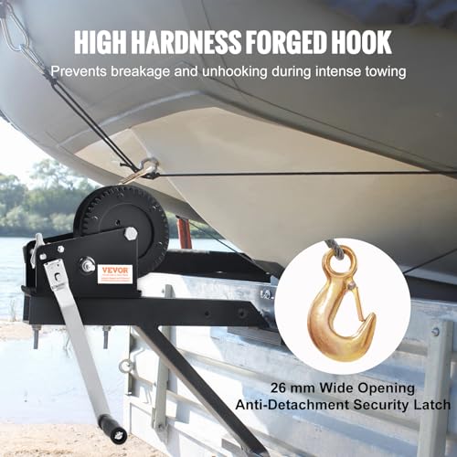 VEVOR Hand Winch, 3500 lbs Pulling Capacity, Boat Trailer Winch Heavy Duty Rope Crank with 33 ft Steel Wire Cable and Two-Way Ratchet, Manual Operated Hand Crank Winch for Trailer, Boat or ATV Towing - style: 3500lbs