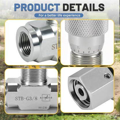 STB-G3/8 3/8" L08 Hydraulic Flow Control Valve with M14 Connection Fit for Mini Excavators Bidirectional Valve Fittings Flow Restrictor 5pcs
