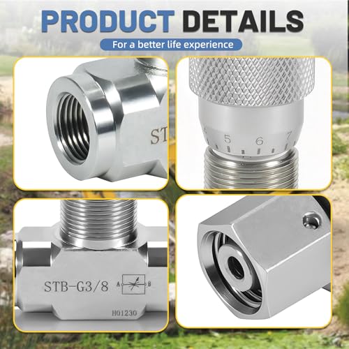 STB-G3/8 3/8" L08 Hydraulic Flow Control Valve with M14 Connection Fit for Mini Excavators Bidirectional Valve Fittings Flow Restrictor 5pcs