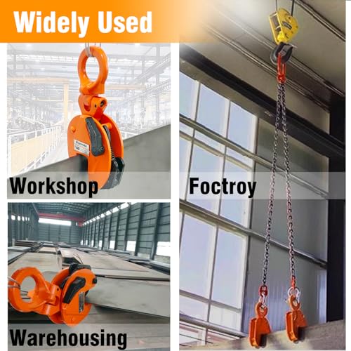 Vertical Plate Clamp 1760Lbs, 0.8 Ton Load Capacity Vertical Lifting Clamps, Heavy Duty Flexible Ring Sheet Metal Steel Clamps, Jaw Opening up to 0.6 inch Welding clamps, for Lifting and Transporting