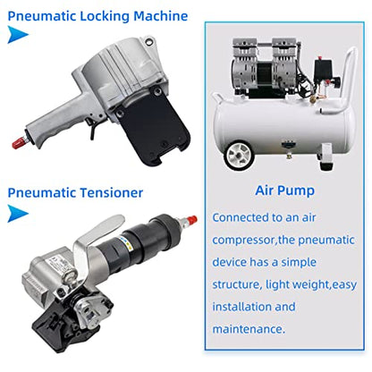 Pneumatic Steel Strapping Tools Metal Banding Machine Heavy Duty Tensioner and Cutter Sealer for 1.25inch（32mm）Width Metal Belt, Portable Packaging