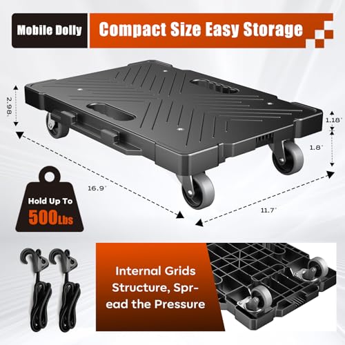 Kavlium Furniture Dolly,2 Pack,16.9x11.7in,4-Wheel Flat Moving Dolly