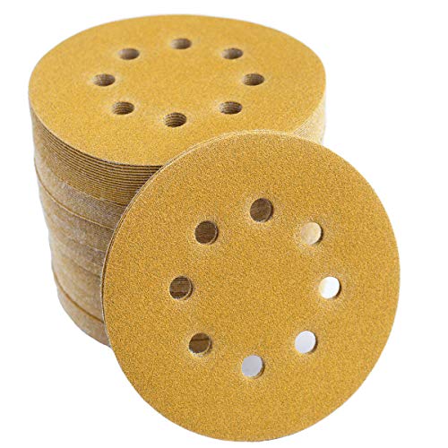 5-Inch 8-Hole Hook and Loop Sanding Discs 120-Grit, 100-Pack