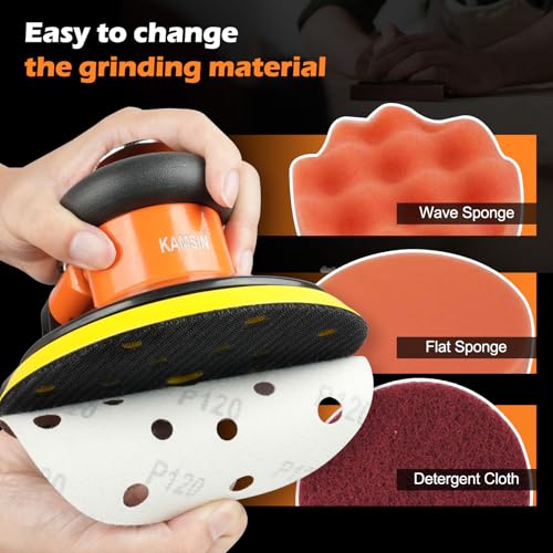 Pneumatic Random Orbital Sander 6" Air Palm Sander, Orbit 11000 RPM - style: 6 Inch 17-Hole