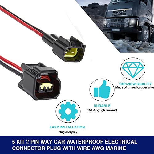 2 Pin Waterproof Wire Connector,16AWG Male Female Plug - size: 2pin way