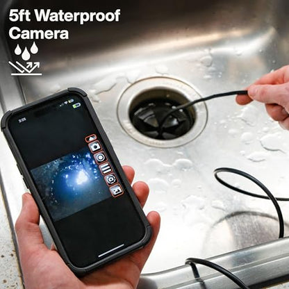 Klein Tools ET21 WiFi Borescope with Light, 5.5 mm 5-Foot Waterproof Snake - size: 5 Ft 0.22 in High Flex Snake