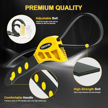 2-Piece Heavy-Duty Strap Wrench Set Upgrade, 4" to 6" Diameter - color: Yellow