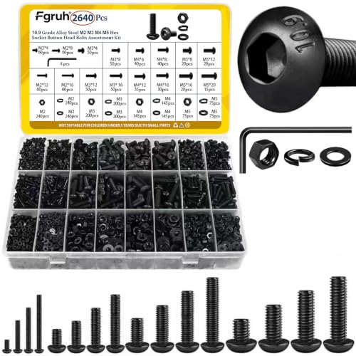 2640PCS M2 M3 M4 M5 Metric Socket Button Head Screws Assortment Kit - size: M2M3M4M5 2640pcs