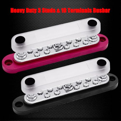 Ampper 3 x M6 Post Power Distribution Block BusBar 10 M4 Screws, 5.9" R & B - color: Red & Black, size: 3M6+10M4