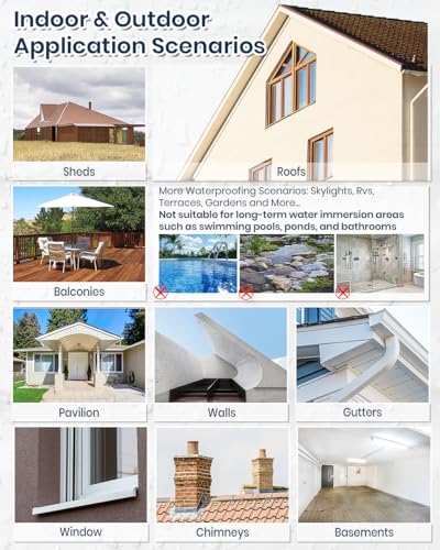 Transparent Waterproof Coating, TUFINEIN 1.32 Gallon Invisible Waterproof Agent Indoor & Outdoor Sealant Water-Based Clear Sealant Roofs, Walls, Garden, Terraces - size: 1.32 Gal