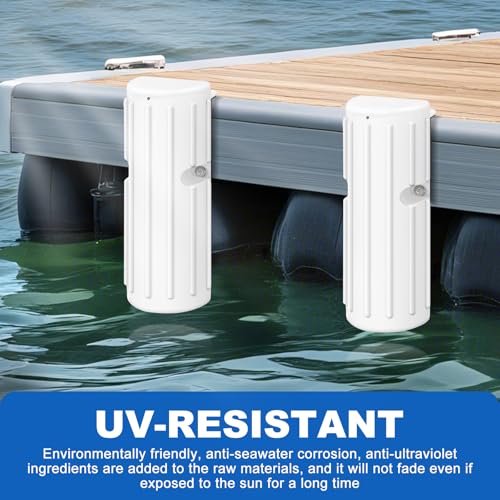 Marine Dock Bumpers Fenders, Dock Bumper Fender for Edge & Side, Marine-Grade PVC Fenders Guards for Docking, UV-Resistant, Edge Protection & Dock Guard, Includes 304 Stainless Hardware, 6Pack - White - style: 6PACK-WHITE