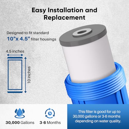 PUREPLUS 10" x 4.5" Whole House Heavy Metal Reduction Water Filter,4 PACK - size: 4 Count (Pack of 1), style: Heavy Metals Removal（DELUXE)