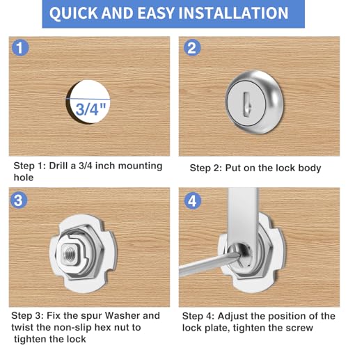 Cylinnda Extra-Long Cam Locks, 2-1/8 Inch, Keyed Alike, Set of 2 for Thick Drawers & Cabinets, Zinc Alloy - color: 1 Pack, size: 2-1/8 Inch