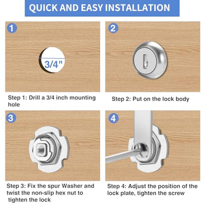 Cylinnda Extra-Long Cam Locks, 2-1/8 Inch, Keyed Alike, Set of 2 for Thick Drawers & Cabinets, Zinc Alloy - color: 1 Pack, size: 2-1/8 Inch