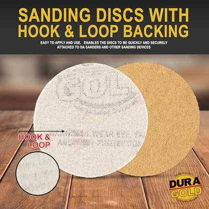 Dura-Gold - Premium - 80 Grit 3" Gold Hook & Loop Sanding Discs for DA - size: 80-Grit