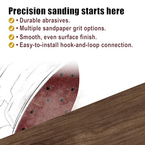 30pcs Sander Replacement Pads, 60/80/120/240 Grit Mixed Sandpaper with Hook & Loop Back 11-Hole Design for Detail Mouse Sanders Compatible with SKIL