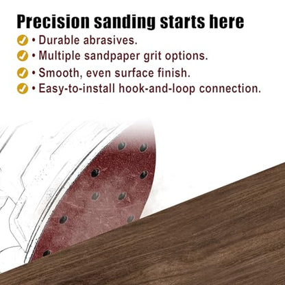 30pcs Sander Replacement Pads, 60/80/120/240 Grit Mixed Sandpaper with Hook & Loop Back 11-Hole Design for Detail Mouse Sanders Compatible with SKIL