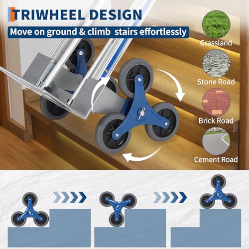 Aluminum Stair Climbing Cart,600 LBS with Extendable Base Plate, - color: Stair Climbing 600lbs