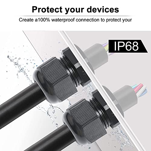 AIRIC 1/2" NPT Cable Glands Waterproof Connector Strain Relief Cord Grips