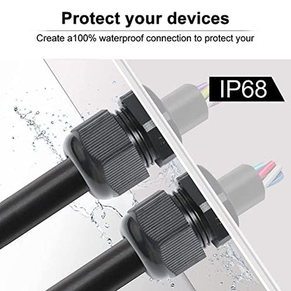 AIRIC 1/2" NPT Cable Glands Waterproof Connector Strain Relief Cord Grips