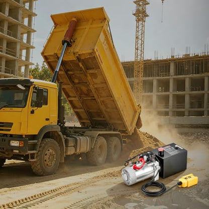VEVOR 4 Quart Hydraulic Pump DC 12V 1.6KW Single Acting Dump Trailer Pump - size: 4 Quart Single Acting, style: Single Acting