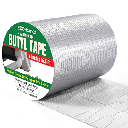 ECOHomes Aluminum Butyl Tape Waterproof for Leaks (6 Inch Wide) - size: 6 Inch x 16.5 FT