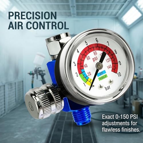 LE LEMATEC Paint Spray Gun Air Pressure Regulator with Gauge, 1/4 NPT