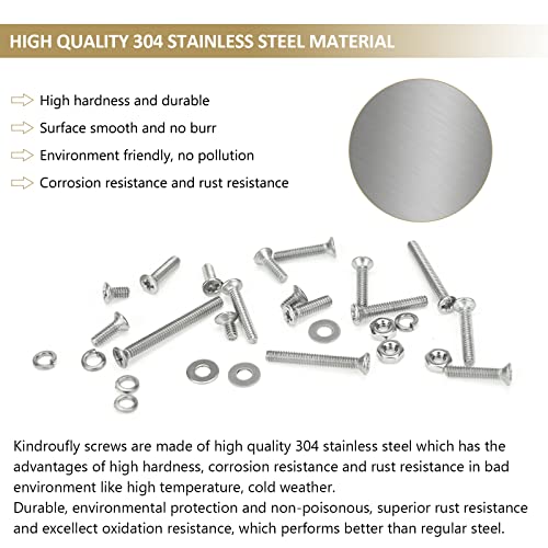 562 Pieces M2.5 x 4/6 /8/10 /12/16 /20mm Phillips Countersunk Head Machine Screws Nuts Washers Assortment Kit, 304 Stainless Steel, Fully Machine Thread - size: M2.5, style: Phillips Countersunk Head