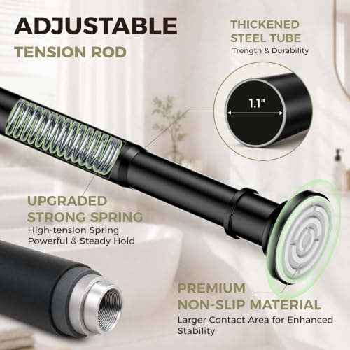 Tension Curtain Rod Long Shower Curtain Rods No Drilling 30-100 Inch - color: Black, size: 30-100 inches