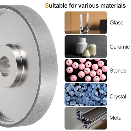 HARFINGTON Diamond Lapidary Wheel 6 Inch x 1 Inch Arbor Hole 240 Grit Grinding Wheels for Stone, Marble, Glass, Ceramics, Crystal, Carbide, Steel - size: 240 Grits