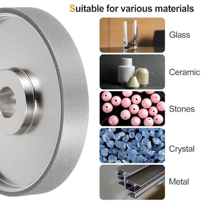 HARFINGTON Diamond Lapidary Wheel 6 Inch x 1 Inch Arbor Hole 240 Grit Grinding Wheels for Stone, Marble, Glass, Ceramics, Crystal, Carbide, Steel - size: 240 Grits