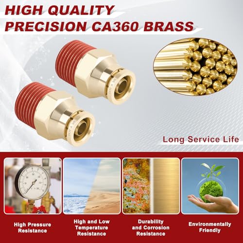DOT Approved Male Straight Brass Union 3/8" Tube x 3/8" NPT, 4PCS - size: 3/8" OD x 3/8" NPT