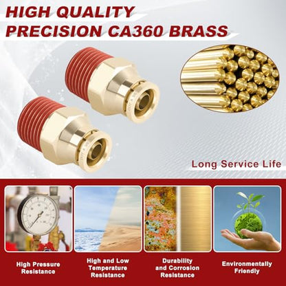 DOT Approved Male Straight Brass Union 3/8" Tube x 3/8" NPT, 4PCS - size: 3/8" OD x 3/8" NPT