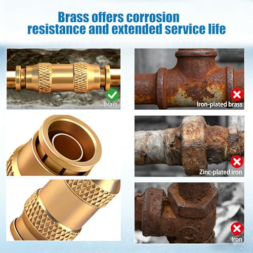 1/2" DOT Brass Push to Connect Air Brake Fitting, 4 Pack Pneumatic Tube Union Connector, 1/2 Inch Tube OD Push-in Fitting for Truck Trailer Air Lines & Industrial Piping Systems - size: 1/2inch