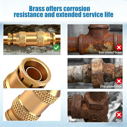 1/4" DOT Brass Push to Connect Air Brake Fitting, 4 Pack Pneumatic Tube Union Connector, 1/4 Inch Tube OD Push-in Fitting for Truck Trailer Air Lines & Industrial Piping Systems - size: 1/4inch