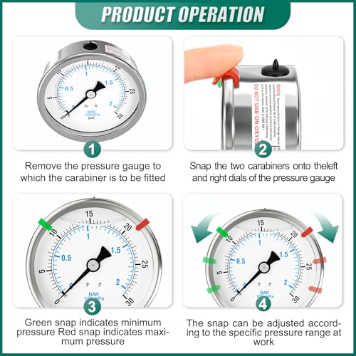 0-30PSI Stainless Steel Liquid Filled Pressure Gauge, 4" Dial Size, 1/4" NPT Back Mount, for Tube, Water Pump, Gas, Liquid, Pressure Test (with Range Mark Pointer) - size: 0-30 psi