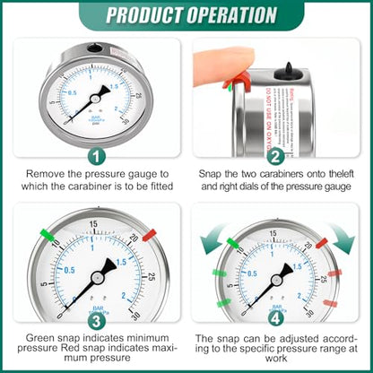 0-30PSI Stainless Steel Liquid Filled Pressure Gauge, 4" Dial Size, 1/4" NPT Back Mount, for Tube, Water Pump, Gas, Liquid, Pressure Test (with Range Mark Pointer) - size: 0-30 psi