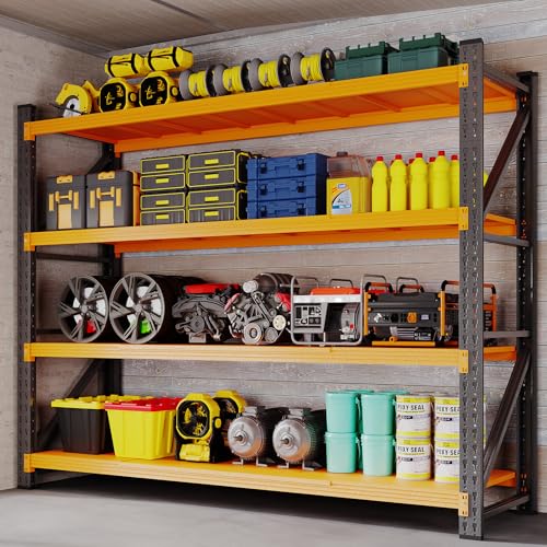 BYNSOE 78.8" W Storage Shelves 7000lbs Garage Metal Shelving Heavy Duty Garage Shelves Adjustable Storage Shelves for Industrial, Factory, (Black Orange, 78.8" W X 24" D X 78.8" H) - color: Black Orange, size: 78.8" W X 24" D X 78.8" H