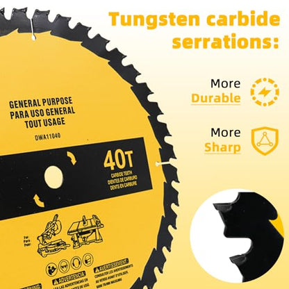 2-Pack 10in 40T/60T Table Saw Blades Compatible with Dewalt - style: 10IN,40T&60T