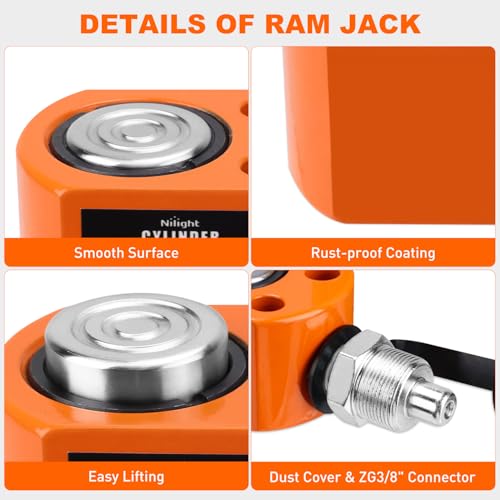 Nilight 5 Ton Hydraulic Cylinder Jack Porta Power Ram Kit with Hand Pump - size: 5T Jack + Hand pump