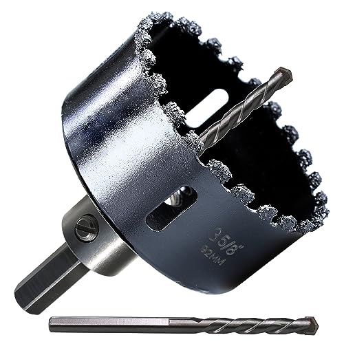 3-5/8 inch Carbide Grit Hole Saw Cutter for Hardy Plank Air Brick Stucco Drywall Fiber Cement siding Backer Board Plasterboard. - color: 3-5/8"(92mm)